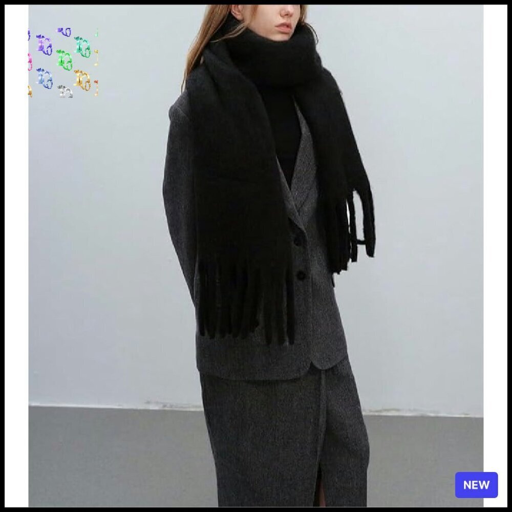 Chunky Winter Scarf Oversized Shawl Wrap Soft Polyester Elegant Chic Accessory - Picture 5 of 8
